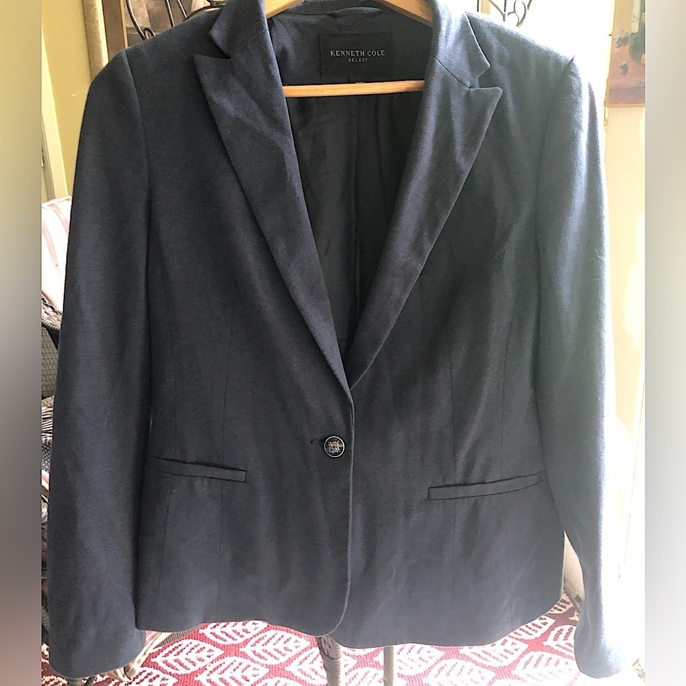 KENNETH COLE SELECT Cotton Blend Navy Blazer